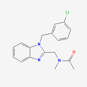 molecular formula C18H18ClN3O B2734623 N-({1-[(3-chlorophenyl)methyl]-1H-1,3-benzodiazol-2-yl}methyl)-N-methylacetamide CAS No. 873093-77-7