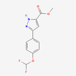 molecular formula C12H10F2N2O3 B2734634 methyl 5-[4-(difluoromethoxy)phenyl]-1H-pyrazole-3-carboxylate CAS No. 1092774-03-2