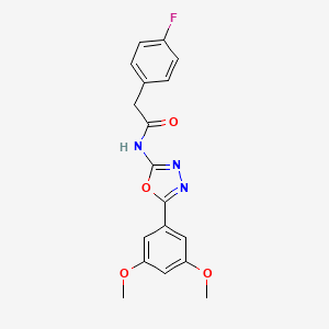 molecular formula C18H16FN3O4 B2734641 N-[5-(3,5-dimethoxyphenyl)-1,3,4-oxadiazol-2-yl]-2-(4-fluorophenyl)acetamide CAS No. 941946-51-6