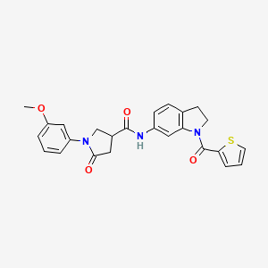 1-(3-methoxyphenyl)-5-oxo-N-(1-(thiophene-2-carbonyl)indolin-6-yl)pyrrolidine-3-carboxamide