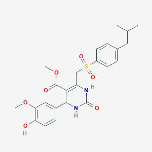 molecular formula C24H28N2O7S B2734698 methyl 4-(4-hydroxy-3-methoxyphenyl)-6-{[4-(2-methylpropyl)benzenesulfonyl]methyl}-2-oxo-1,2,3,4-tetrahydropyrimidine-5-carboxylate CAS No. 931720-31-9