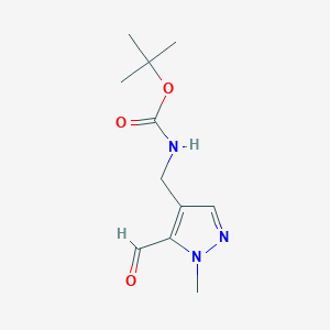 molecular formula C11H17N3O3 B2734699 tert-butyl N-[(5-formyl-1-methyl-1H-pyrazol-4-yl)methyl]carbamate CAS No. 2126160-17-4