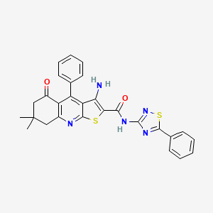 3-amino-7,7-dimethyl-5-oxo-4-phenyl-N-(5-phenyl-1,2,4-thiadiazol-3-yl)-5,6,7,8-tetrahydrothieno[2,3-b]quinoline-2-carboxamide