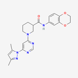 N-(2,3-dihydrobenzo[b][1,4]dioxin-6-yl)-1-(6-(3,5-dimethyl-1H-pyrazol-1-yl)pyrimidin-4-yl)piperidine-3-carboxamide