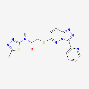 molecular formula C15H12N8OS2 B2734711 N-(5-methyl-1,3,4-thiadiazol-2-yl)-2-((3-(pyridin-2-yl)-[1,2,4]triazolo[4,3-b]pyridazin-6-yl)thio)acetamide CAS No. 868967-89-9