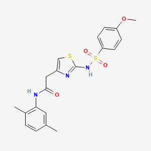 molecular formula C20H21N3O4S2 B2734716 N-(2,5-dimethylphenyl)-2-[2-(4-methoxybenzenesulfonamido)-1,3-thiazol-4-yl]acetamide CAS No. 922000-82-6