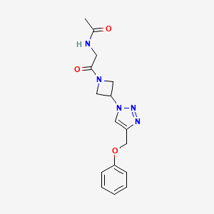 molecular formula C16H19N5O3 B2734755 N-(2-oxo-2-(3-(4-(phenoxymethyl)-1H-1,2,3-triazol-1-yl)azetidin-1-yl)ethyl)acetamide CAS No. 2034592-27-1