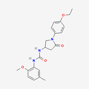 molecular formula C21H25N3O4 B2734771 1-(1-(4-Ethoxyphenyl)-5-oxopyrrolidin-3-yl)-3-(2-methoxy-5-methylphenyl)urea CAS No. 894018-67-8