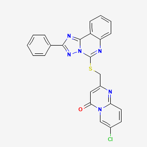 molecular formula C24H15ClN6OS B2734790 7-氯-2-[({2-苯基-[1,2,4]三唑并[1,5-c]喹唑啉-5-基}硫基)甲基]-4H-吡啶并[1,2-a]吡嘧啶-4-酮 CAS No. 852454-26-3