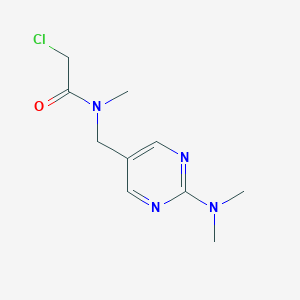 molecular formula C10H15ClN4O B2734791 2-Chloro-N-[[2-(dimethylamino)pyrimidin-5-yl]methyl]-N-methylacetamide CAS No. 2418722-02-6