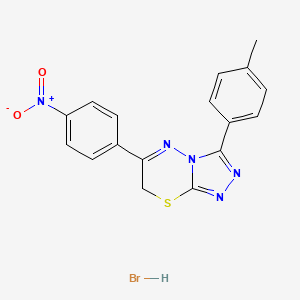 molecular formula C17H14BrN5O2S B2734795 6-(4-硝基苯基)-3-(对甲苯基)-7H-[1,2,4]三唑并[3,4-b][1,3,4]噻二嗪 盐酸溴化物 CAS No. 1179384-62-3