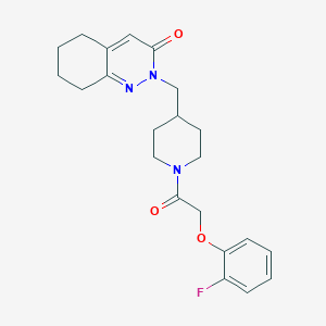 molecular formula C22H26FN3O3 B2734797 2-[[1-[2-(2-Fluorophenoxy)acetyl]piperidin-4-yl]methyl]-5,6,7,8-tetrahydrocinnolin-3-one CAS No. 2310159-28-3