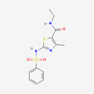 molecular formula C13H15N3O3S2 B2734801 N-乙基-4-甲基-2-(苯基磺酰氨基)噻唑-5-甲酰胺 CAS No. 955689-69-7