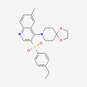molecular formula C25H28N2O4S B2734803 4-(1,4-二氧代-8-氮杂螺[4.5]十二碳-8-基)-3-[(4-乙基苯基)磺酰]-6-甲基喹啉 CAS No. 899356-12-8