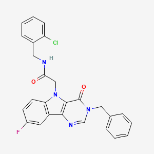 molecular formula C26H20ClFN4O2 B2734816 2-(3-benzyl-8-fluoro-4-oxo-3H-pyrimido[5,4-b]indol-5(4H)-yl)-N-(2-chlorobenzyl)acetamide CAS No. 1190002-43-7