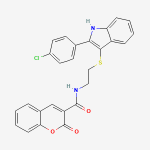 N-(2-((2-(4-chlorophenyl)-1H-indol-3-yl)thio)ethyl)-2-oxo-2H-chromene-3-carboxamide