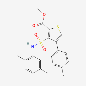 molecular formula C21H21NO4S2 B2734838 Methyl 3-[(2,5-dimethylphenyl)sulfamoyl]-4-(4-methylphenyl)thiophene-2-carboxylate CAS No. 941978-46-7