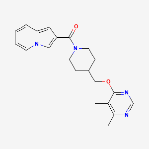 molecular formula C21H24N4O2 B2734849 (4-(((5,6-Dimethylpyrimidin-4-yl)oxy)methyl)piperidin-1-yl)(indolizin-2-yl)methanone CAS No. 2320217-56-7