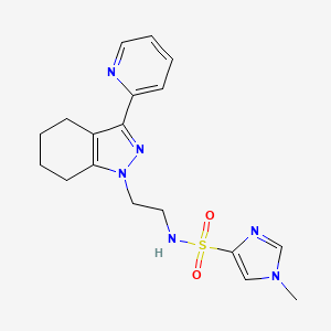 molecular formula C18H22N6O2S B2734855 1-methyl-N-(2-(3-(pyridin-2-yl)-4,5,6,7-tetrahydro-1H-indazol-1-yl)ethyl)-1H-imidazole-4-sulfonamide CAS No. 1797624-00-0