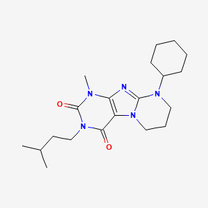 molecular formula C20H31N5O2 B2734856 9-cyclohexyl-1-methyl-3-(3-methylbutyl)-7,8-dihydro-6H-purino[7,8-a]pyrimidine-2,4-dione CAS No. 850236-24-7