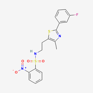 molecular formula C18H16FN3O4S2 B2734857 N-(2-(2-(3-fluorophenyl)-4-methylthiazol-5-yl)ethyl)-2-nitrobenzenesulfonamide CAS No. 923217-27-0
