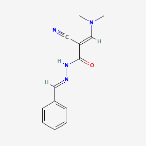 molecular formula C13H14N4O B2734869 2-cyano-3-(dimethylamino)-N'-(phenylmethylene)acrylohydrazide CAS No. 338779-05-8