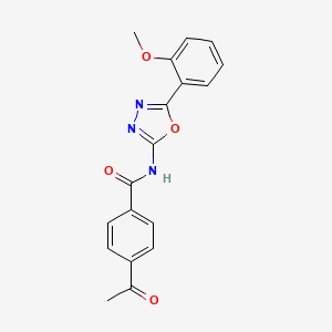 molecular formula C18H15N3O4 B2734876 4-acetyl-N-[5-(2-methoxyphenyl)-1,3,4-oxadiazol-2-yl]benzamide CAS No. 941997-55-3