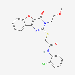 molecular formula C21H18ClN3O4S B2734877 N-(2-chlorophenyl)-2-[[3-(2-methoxyethyl)-4-oxo-[1]benzofuro[3,2-d]pyrimidin-2-yl]sulfanyl]acetamide CAS No. 866894-72-6