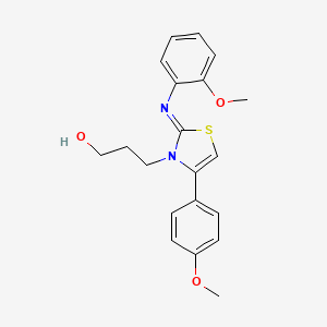 molecular formula C20H22N2O3S B2734878 3-[4-(4-甲氧基苯基)-2-(2-甲氧基苯基)亚硫代唑-3-基]丙醇 CAS No. 898622-07-6