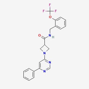 molecular formula C22H19F3N4O2 B2734883 1-(6-苯基嘧啶-4-基)-N-(2-(三氟甲氧基)苄基)氮杂环丁烷-3-甲酰胺 CAS No. 2034476-11-2