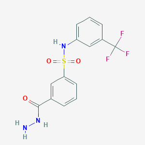 molecular formula C14H12F3N3O3S B2734885 3-Hydrazinocarbonyl-N-(3-trifluoromethyl-phenyl)-benzenesulfonamide CAS No. 379254-61-2