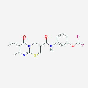 molecular formula C18H19F2N3O3S B2734886 N-(3-(difluoromethoxy)phenyl)-7-ethyl-8-methyl-6-oxo-2,3,4,6-tetrahydropyrimido[2,1-b][1,3]thiazine-3-carboxamide CAS No. 1421525-94-1
