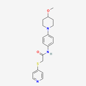 molecular formula C19H23N3O2S B2734887 N-(4-(4-甲氧基哌啶-1-基)苯基)-2-(吡啶-4-基硫基)乙酰胺 CAS No. 1797701-10-0