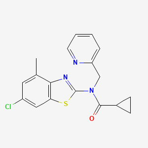 molecular formula C18H16ClN3OS B2734888 N-(6-chloro-4-methylbenzo[d]thiazol-2-yl)-N-(pyridin-2-ylmethyl)cyclopropanecarboxamide CAS No. 920398-34-1