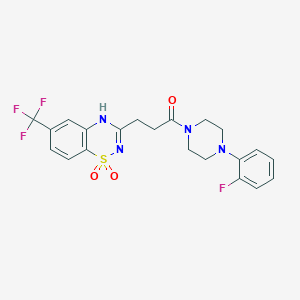 molecular formula C21H20F4N4O3S B2734895 3-{3-[4-(2-fluorophenyl)piperazin-1-yl]-3-oxopropyl}-6-(trifluoromethyl)-2H-1lambda6,2,4-benzothiadiazine-1,1-dione CAS No. 932469-23-3