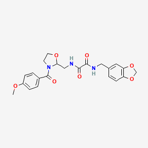 molecular formula C22H23N3O7 B2734933 N'-[(2H-1,3-benzodioxol-5-yl)methyl]-N-{[3-(4-methoxybenzoyl)-1,3-oxazolidin-2-yl]methyl}ethanediamide CAS No. 874805-27-3