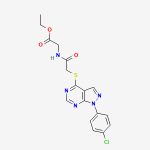 molecular formula C17H16ClN5O3S B2734938 ethyl 2-(2-((1-(4-chlorophenyl)-1H-pyrazolo[3,4-d]pyrimidin-4-yl)thio)acetamido)acetate CAS No. 577756-72-0