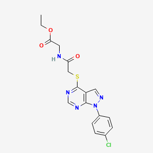 molecular formula C17H16ClN5O3S B2734938 Ethyl 2-[[2-[1-(4-chlorophenyl)pyrazolo[3,4-d]pyrimidin-4-yl]sulfanylacetyl]amino]acetate CAS No. 577756-72-0