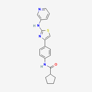molecular formula C20H20N4OS B2734941 N-(4-(2-(pyridin-3-ylamino)thiazol-4-yl)phenyl)cyclopentanecarboxamide CAS No. 1797721-95-9
