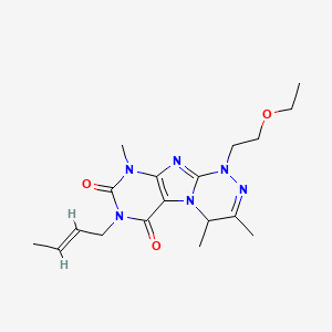 molecular formula C18H26N6O3 B2734949 (E)-7-(but-2-en-1-yl)-1-(2-ethoxyethyl)-3,4,9-trimethyl-7,9-dihydro-[1,2,4]triazino[3,4-f]purine-6,8(1H,4H)-dione CAS No. 919027-77-3