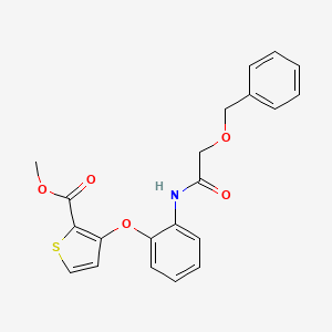 molecular formula C21H19NO5S B2734951 Methyl 3-(2-{[2-(benzyloxy)acetyl]amino}phenoxy)-2-thiophenecarboxylate CAS No. 900018-85-1