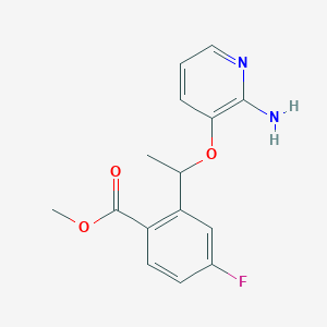 B2734976 Methyl 2-[1-[(2-amino-3-pyridyl)oxy]ethyl]-4-fluoro-benzoate CAS No. 1454848-04-4