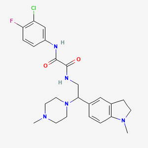 N1-(3-chloro-4-fluorophenyl)-N2-(2-(1-methylindolin-5-yl)-2-(4-methylpiperazin-1-yl)ethyl)oxalamide