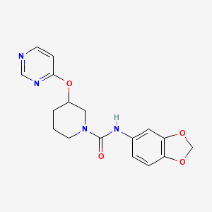 molecular formula C17H18N4O4 B2735021 N-(2H-1,3-benzodioxol-5-yl)-3-(pyrimidin-4-yloxy)piperidine-1-carboxamide CAS No. 2034472-28-9