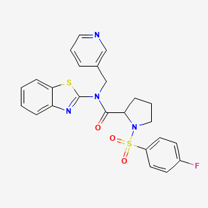 molecular formula C24H21FN4O3S2 B2735061 N-(1,3-benzothiazol-2-yl)-1-(4-fluorobenzenesulfonyl)-N-[(pyridin-3-yl)methyl]pyrrolidine-2-carboxamide CAS No. 1050199-31-9