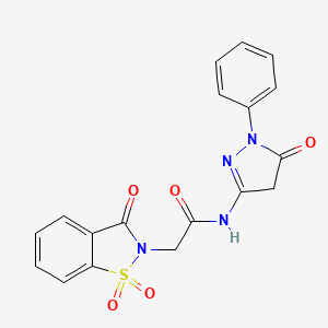 molecular formula C18H14N4O5S B2735070 N-(5-oxo-1-phenyl-4,5-dihydro-1H-pyrazol-3-yl)-2-(1,1,3-trioxo-2,3-dihydro-1lambda6,2-benzothiazol-2-yl)acetamide CAS No. 899757-00-7