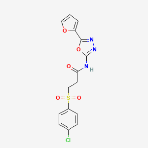 3-(4-chlorophenyl)sulfonyl-N-[5-(furan-2-yl)-1,3,4-oxadiazol-2-yl]propanamide