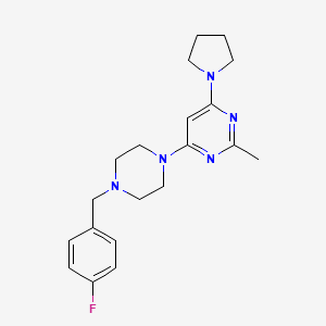 4-{4-[(4-Fluorophenyl)methyl]piperazin-1-yl}-2-methyl-6-(pyrrolidin-1-yl)pyrimidine