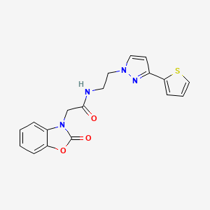2-(2-oxobenzo[d]oxazol-3(2H)-yl)-N-(2-(3-(thiophen-2-yl)-1H-pyrazol-1-yl)ethyl)acetamide