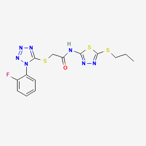 2-((1-(2-fluorophenyl)-1H-tetrazol-5-yl)thio)-N-(5-(propylthio)-1,3,4-thiadiazol-2-yl)acetamide